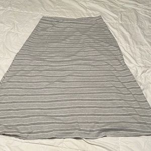 Gray striped cotton maxi skirt